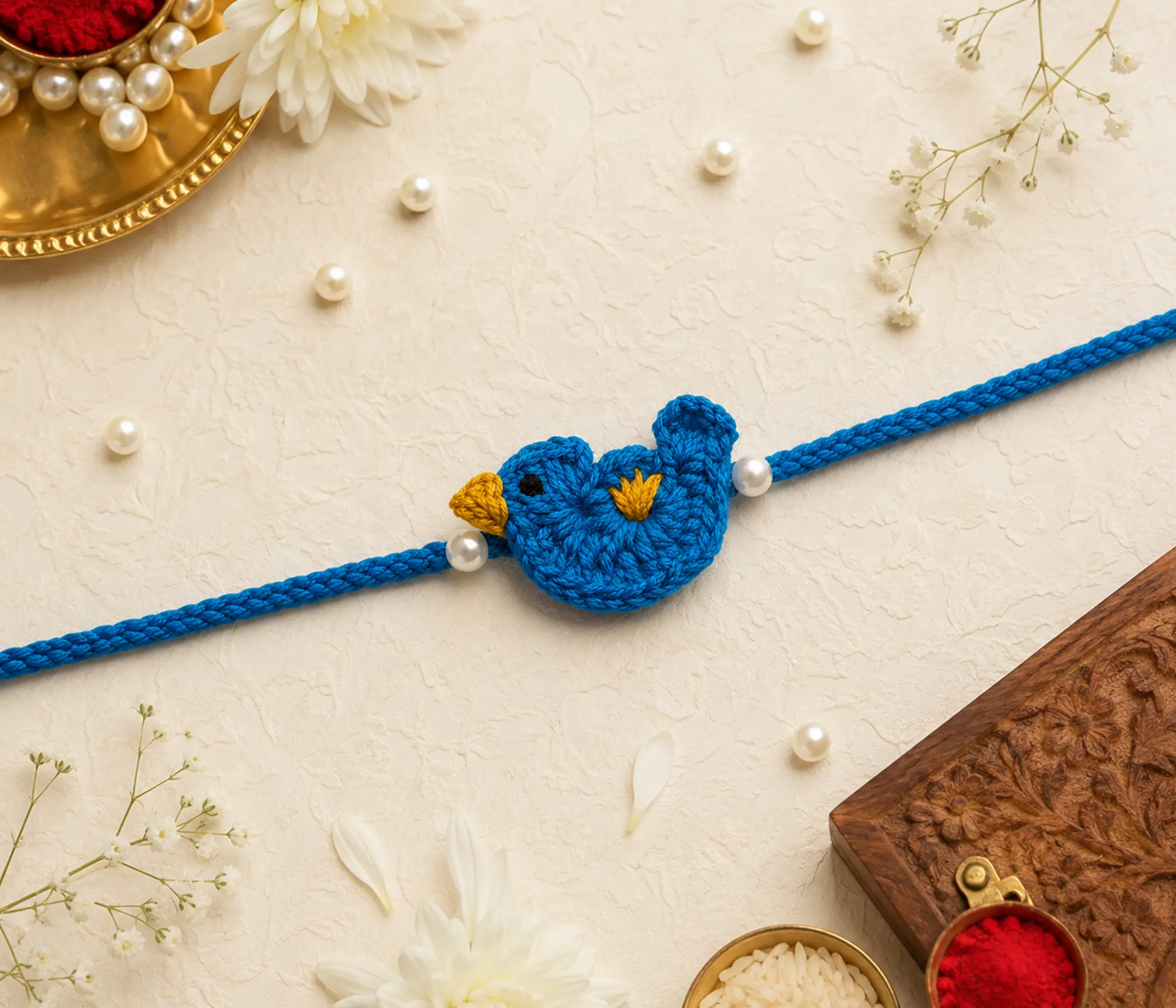 Little Bluebird Handcrafted Kids Crochet Rakhi | Handmade Rakhadi for Raksha Bandhan